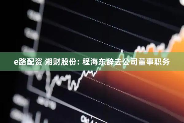 e路配资 湘财股份: 程海东辞去公司董事职务