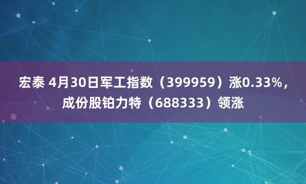 宏泰 4月30日军工指数（399959）涨0.33%，成份股铂力特（688333）领涨